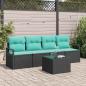 Preview: ARDEBO.de - Sofa Set 5 stk. 4-Sitzanzahl Schwarz und Türkis Poly-Rattan