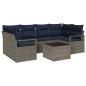 Preview: Sofa Set mit Kissen 7 pcs Grau und Blau Poly Rattan