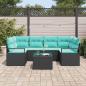 Preview: Sofa Set 7 pcs Schwarz und Blau Poly-Rattan