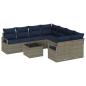 Preview: Sofa Set mit Kissen 9 pcs Grau und Marineblau Poly Rattan