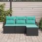Preview: ARDEBO.de - Sofa Set 4 stk. Schwarz Poly-Rattan