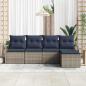 Preview: ARDEBO.de - Sofa Set 5 pcs Grau Poly-Rattan