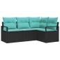 Preview: Sofa Set 4 stk. Schwarz [Synthetisch]: Poly Rattan