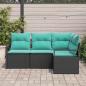 Preview: Sofa Set 4 stk. Schwarz [Synthetisch]: Poly Rattan
