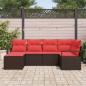 Preview: Sofa Set mit Kissen 6 pcs Braun Poly Rattan