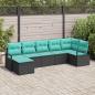 Preview: Sofa Set mit Kissen 7 pcs Schwarz Poly Rattan