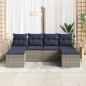 Preview: Sofa Set mit Kissen 6 pcs Grau Poly Rattan