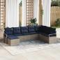 Preview: ARDEBO.de - Sofa Set mit Kissen 8 pcs Grau Poly Rattan