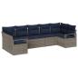 Preview: Sofa Set mit Kissen 7 pcs Grau Poly-Rattan