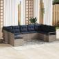 Preview: ARDEBO.de - Sofa Set mit Kissen 9 pcs Grau Poly-Rattan