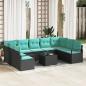 Preview: ARDEBO.de - Sofa Set mit Kissen 10 pcs Schwarz Poly Rattan