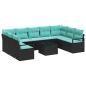 Preview: Sofa Set mit Kissen 10 pcs Schwarz Poly Rattan