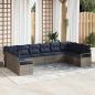 Preview: ARDEBO.de - Sofa Set mit Kissen 10 pcs Grau Poly-Rattan