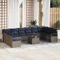 Preview: ARDEBO.de - Sofa Set mit Kissen 11 pcs Grau Poly Rattan