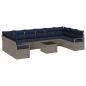 Preview: Sofa Set mit Kissen 11 pcs Grau Poly Rattan
