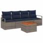 Preview: Gartensofa-set mit Kissen 5 pcs Grau Poly-Rattan