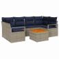 Preview: ARDEBO.de - Gartensofa-set mit Kissen 7 pcs Grau Poly-Rattan