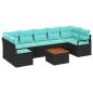 Preview: Gartensofa-set mit Kissen 8 pcs Schwarz Poly-Rattan