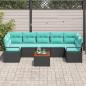 Preview: Gartensofa-set mit Kissen 8 pcs Schwarz Poly-Rattan