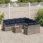 Preview: Gartensofa-set mit Kissen 9 pcs Grau Poly-Rattan