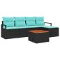 Preview: Gartensofa-set mit Kissen 6 pcs Schwarz Poly-Rattan