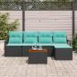 Preview: Gartensofa-set mit Kissen 6 pcs Schwarz Poly-Rattan