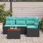 Preview: Gartensofa-set 5 stk. Schwarz Poly-Rattan