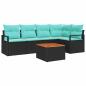 Preview: Gartensofa-set mit Kissen 6 pcs Schwarz Poly-Rattan