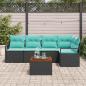 Preview: Gartensofa-set mit Kissen 6 pcs Schwarz Poly-Rattan