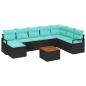 Preview: Gartensofa-set 9 stk. Schwarz Poly-Rattan