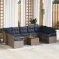 Preview: ARDEBO.de - Gartensofa-set mit Kissen 10 pcs Grau Poly-Rattan