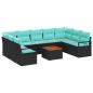 Preview: Gartensofa-set 10 stk. Schwarz Poly-Rattan