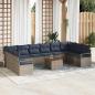 Preview: ARDEBO.de - Gartensofa-set mit Kissen 11 pcs Grau Poly-Rattan