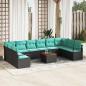 Preview: ARDEBO.de - Gartensofa-set mit Kissen 11 pcs Schwarz Poly-Rattan