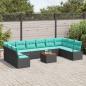 Preview: Gartensofa-set mit Kissen 11 pcs Schwarz Poly-Rattan