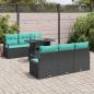 Preview: Gartensofa-set mit Speicher 7 pcs Schwarz und Blau Poly-Rattan