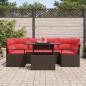 Preview: Garten-Sofa-Set mit Kissen 7 pcs Braun und Rot Poly-Rattan