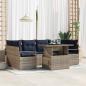 Preview: ARDEBO.de - Garten-Sofa-Set 7 pcs Grau und Marineblau Poly-Rattan