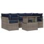 Preview: Garten-Sofa-Set 7 pcs Grau und Marineblau Poly-Rattan