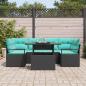 Preview: Garten-Sofa-Set mit Kissen 7 pcs Schwarz und Blau Poly-Rattan
