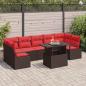 Preview: ARDEBO.de - Garten-Sofa-Set mit Kissen 8 pcs Braun und Rot Poly-Rattan