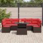 Preview: Garten-Sofa-Set mit Kissen 8 pcs Braun und Rot Poly-Rattan