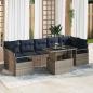 Preview: ARDEBO.de - Garten-Sofa-Set 8 pcs Grau und Marineblau Poly-Rattan