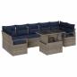 Preview: Garten-Sofa-Set 8 pcs Grau und Marineblau Poly-Rattan