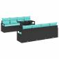 Preview: Garten-Sofa-Set mit Kissen 7 pcs Schwarz und Blau Poly-Rattan