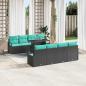 Preview: Garten-Sofa-Set mit Kissen 7 pcs Schwarz und Blau Poly-Rattan