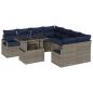 Preview: Gartensofa-set mit Kissen 9 pcs Grau und Marineblau Poly-Rattan