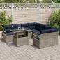 Preview: Gartensofa-set mit Kissen 9 pcs Grau und Marineblau Poly-Rattan