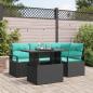 Preview: ARDEBO.de - Garten-Sofa-Set mit Kissen 5 pcs Schwarz und Blau Poly-Rattan