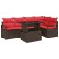 Preview: Garten-Sofa-Set mit Kissen 6 pcs Braun und Rot Poly-Rattan